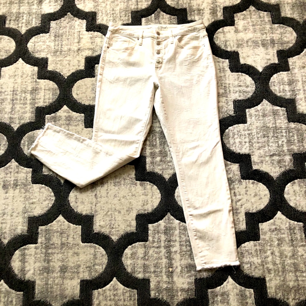 High Waisted White Skinny Ankle Jeans
